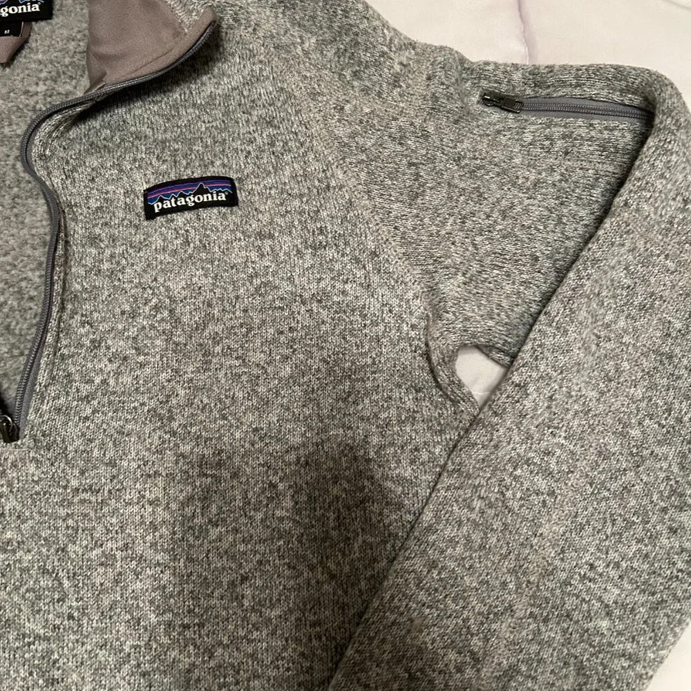 Patagonia Sweater 1/4 Zip Pullover Womens Medium Heather Gray Fleece Knit w Logo - Picture 10 of 12